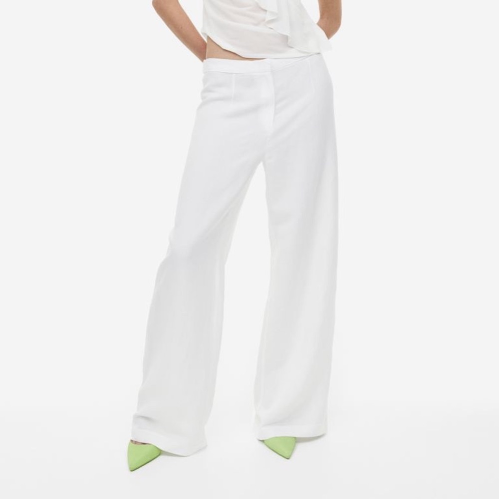 H&M Wide Leg linen pants! Size small, white color